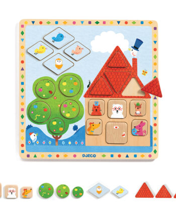 Djeco Ξύλινο παζλ - Σχήματα και μεγέθη 'Σπίτι'