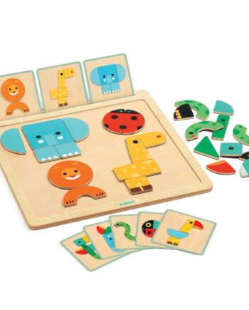Djeco Ξύλινο μαγνητικό παζλ με κάρτες 'Ζωάκια'