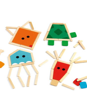 Djeco δημιουργώ με ξυλάκια 'Ζωάκια' 16 κάρτες.