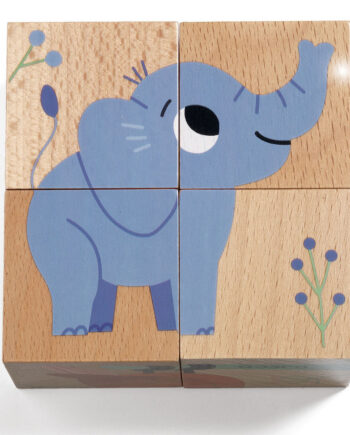 Djeco 4 ξύλινοι κύβοι - παζλ 'Με ζωάκια του δάσους'