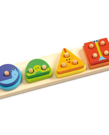 Djeco Ξύλινη βάση με καβίλιες 'Μαθαίνω γεωμετρικά σχήματα - χρώματα'