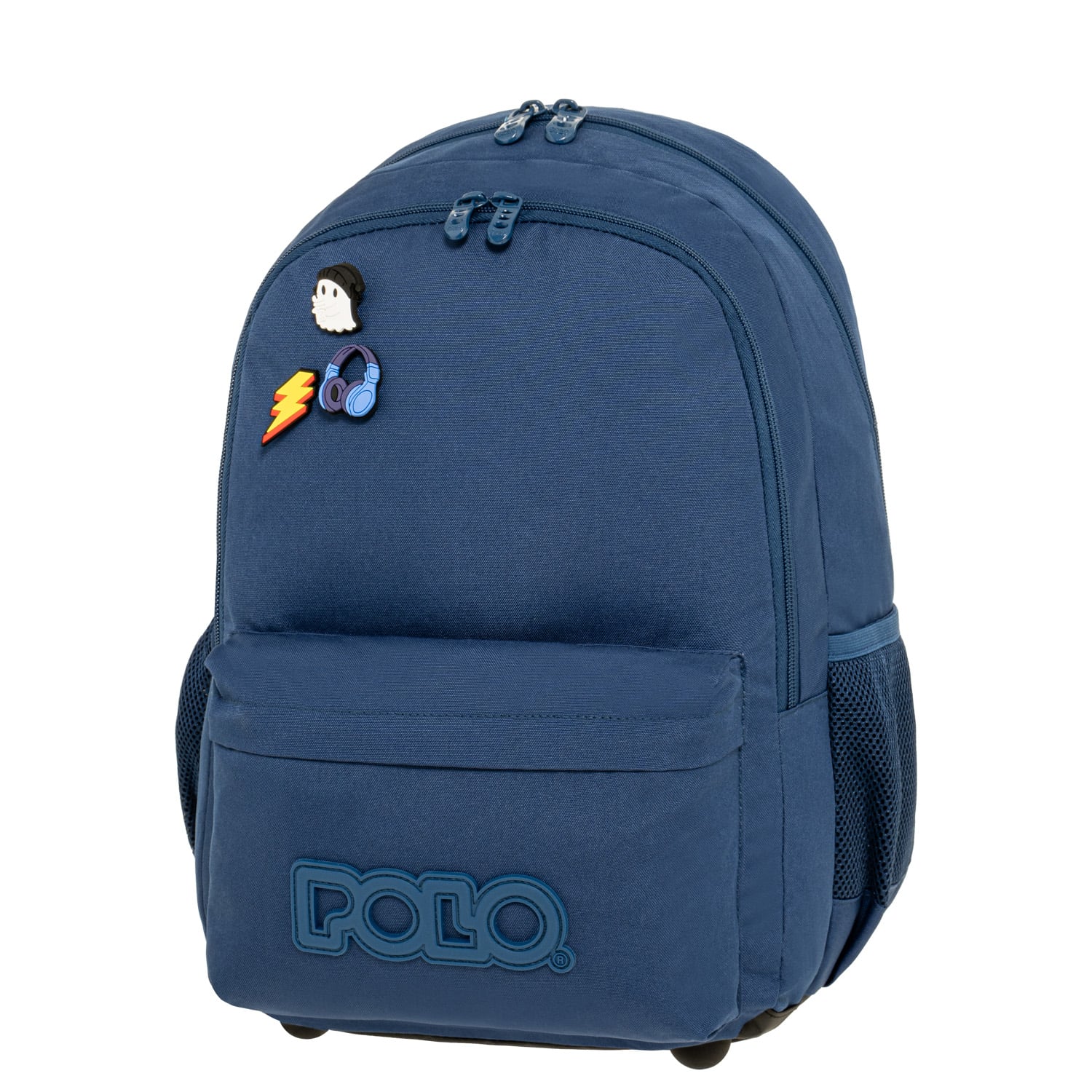Polo Pins Σχολική Τσάντα Πλάτης Γυμνασίου - Λυκείου Μπλε 20lt