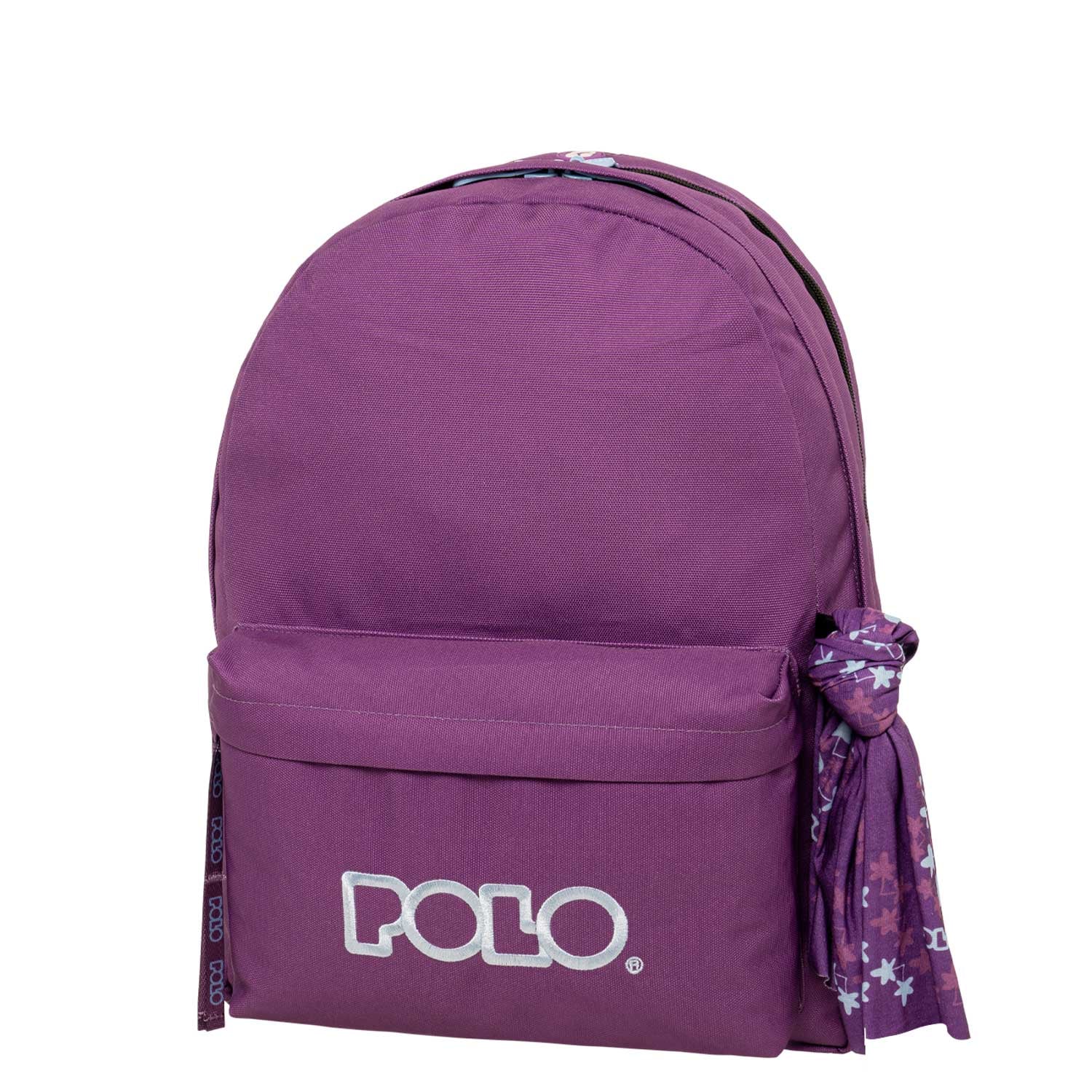 Polo Original Double Scarf Σχολική Τσάντα Πλάτης Γυμνασίου - Λυκείου Violet/Light Cyan 27lt 2021