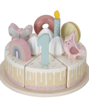 Ξύλινη τούρτα με κεράκια ροζ FSC  LITTLE DUTCH.