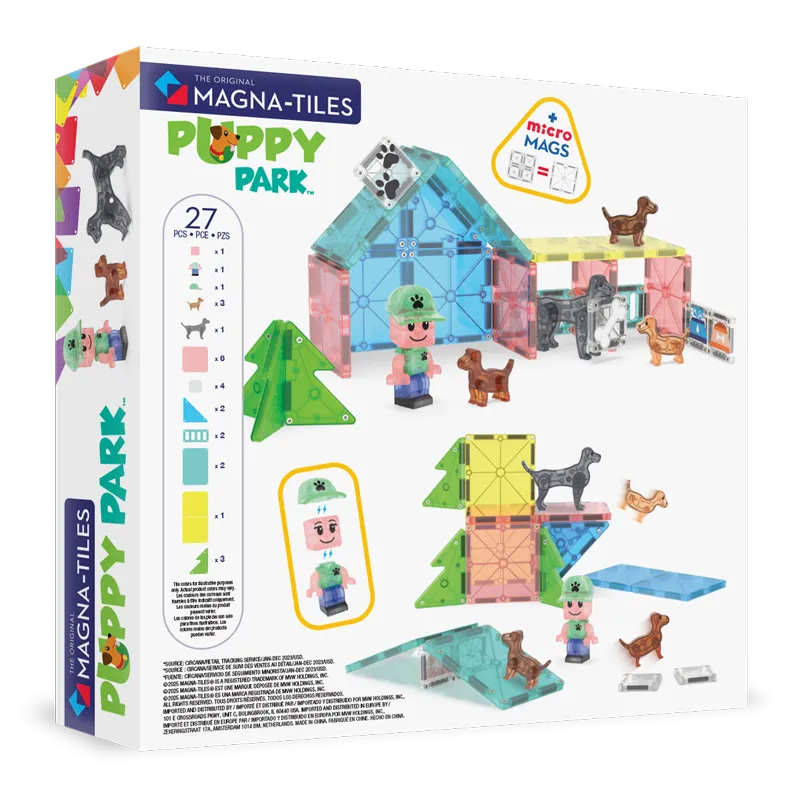 Puppy Park 27 Τεμάχια – Μαγνητικά Πλακίδια STEM με Πάρκο Κατοικίδιων MAGNA-TILES