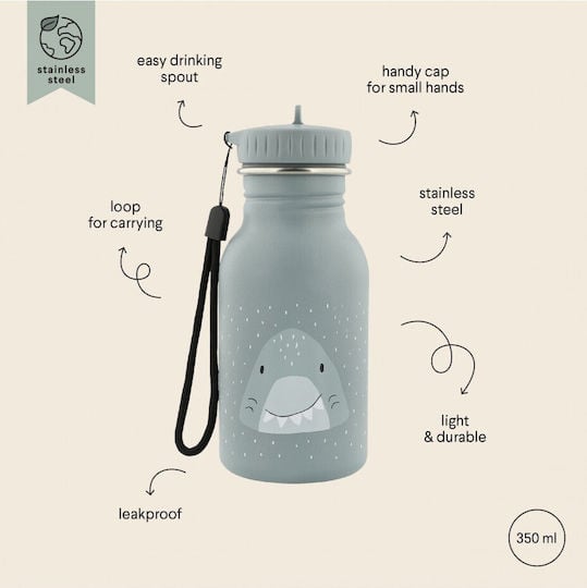Trixie Παιδικό Παγούρι Ανοξείδωτο Non Spill Trixie Mr Shark 350ml