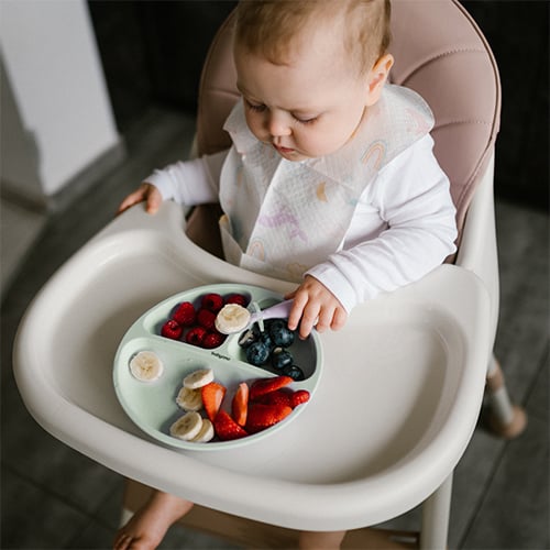 BabyOno: Πιάτο σιλικόνης με βεντούζες και χωρίσματα- Μέντα