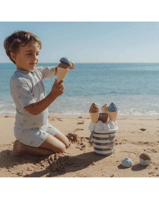 LITTLE DUTCH Σετ κουβαδάκια παραλίας Ice Cream Ocean World Μπλε