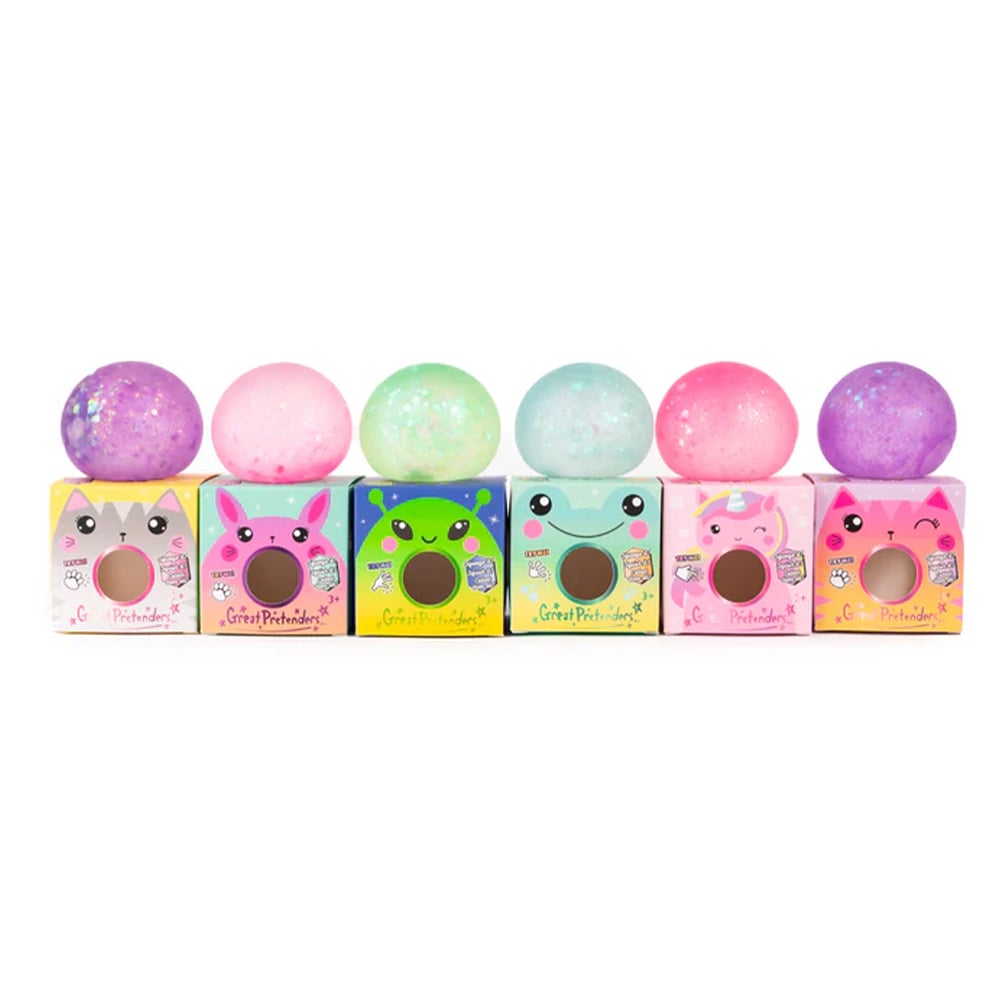 Great Pretenders Squishy ζουληχτή μπάλα αντιστρές με γκλίτερ (επιλογή από 6 χρώματα)