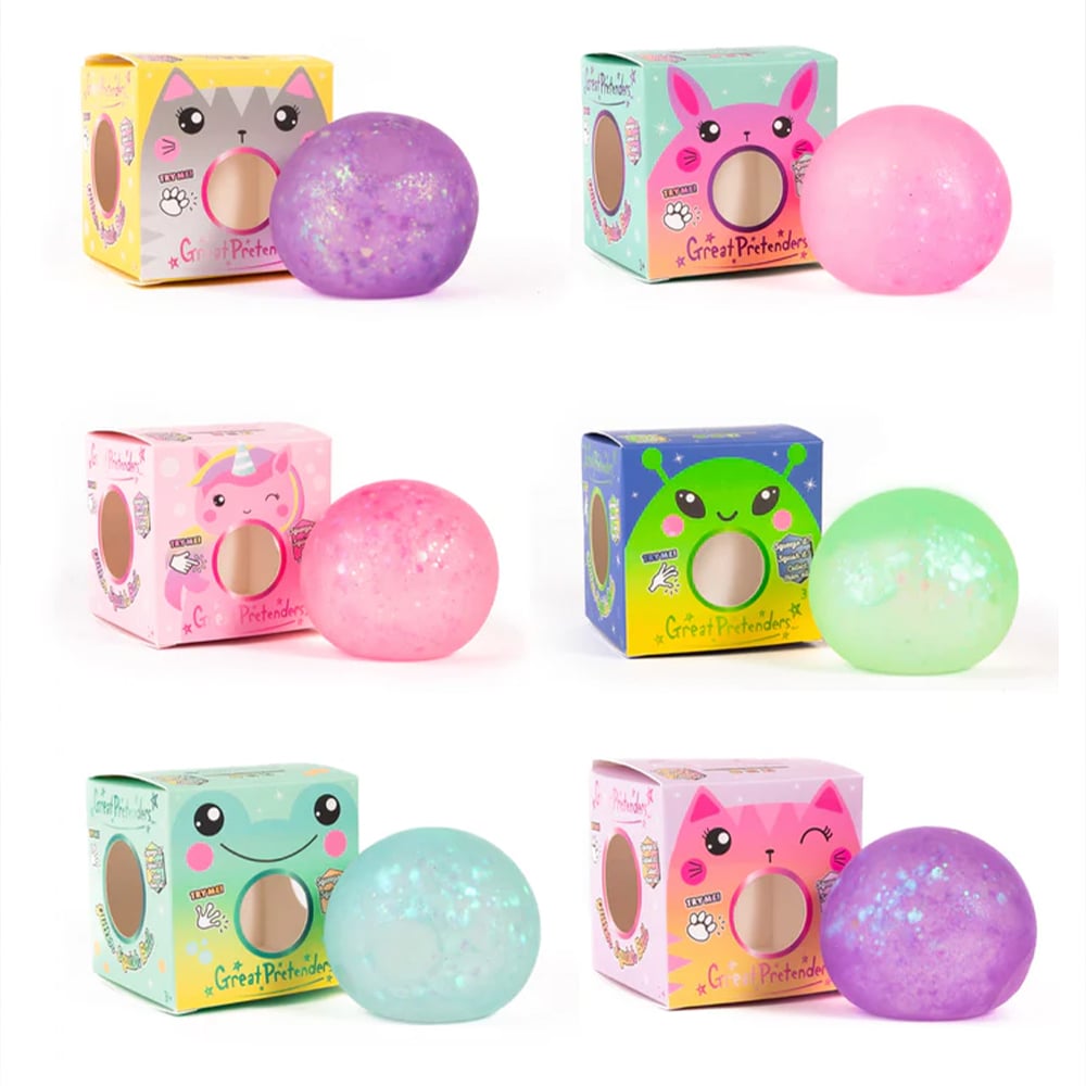 Great Pretenders Squishy ζουληχτή μπάλα αντιστρές με γκλίτερ (επιλογή από 6 χρώματα)