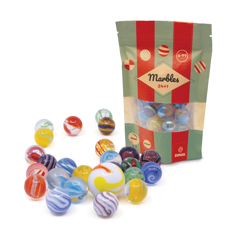 Svoora σετ με γυάλινες μπίλιες-βόλους (Marbles) 24+1τμχ.