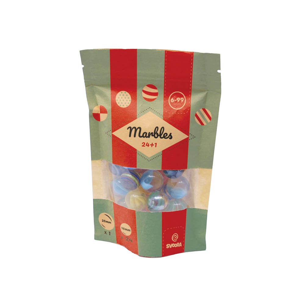 Svoora σετ με γυάλινες μπίλιες-βόλους (Marbles) 24+1τμχ.