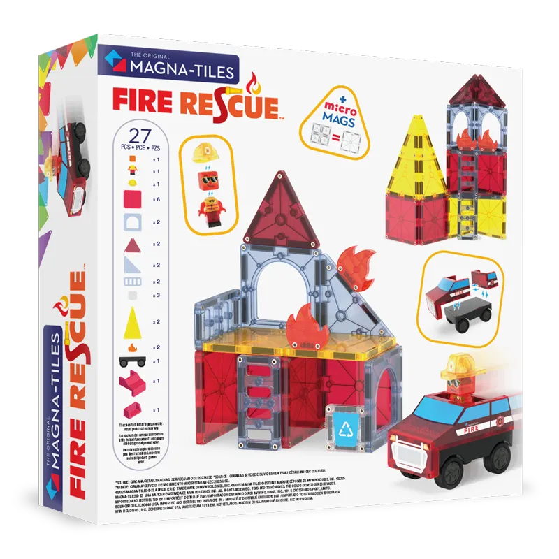 MAGNA-TILES Fire Rescue 27 Τεμάχια – Μαγνητικά Πλακίδια STEM με Πυροσβεστική