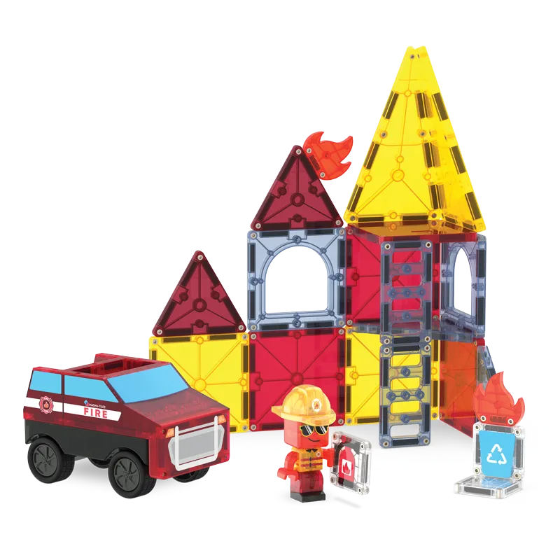 MAGNA-TILES Fire Rescue 27 Τεμάχια – Μαγνητικά Πλακίδια STEM με Πυροσβεστική