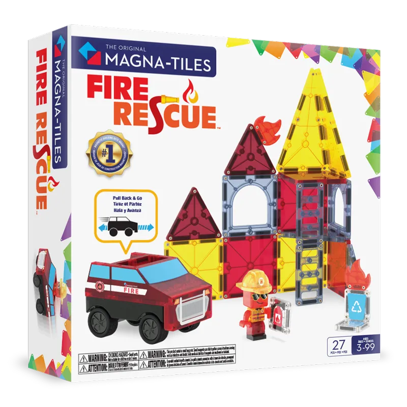 MAGNA-TILES Fire Rescue 27 Τεμάχια – Μαγνητικά Πλακίδια STEM με Πυροσβεστική