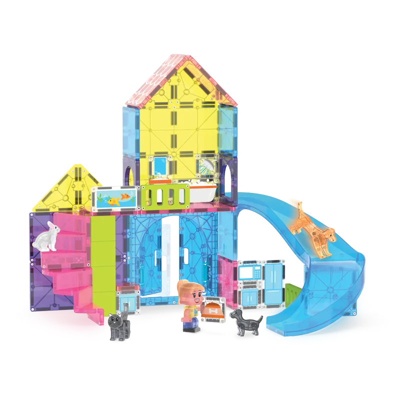 MAGNA-TILES Pet Playhouse 50 Τεμάχια – Μαγνητικά Πλακίδια STEM με Κατοικίδια