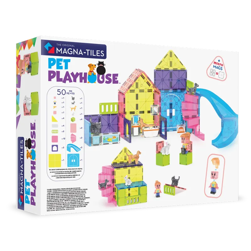 MAGNA-TILES Pet Playhouse 50 Τεμάχια – Μαγνητικά Πλακίδια STEM με Κατοικίδια