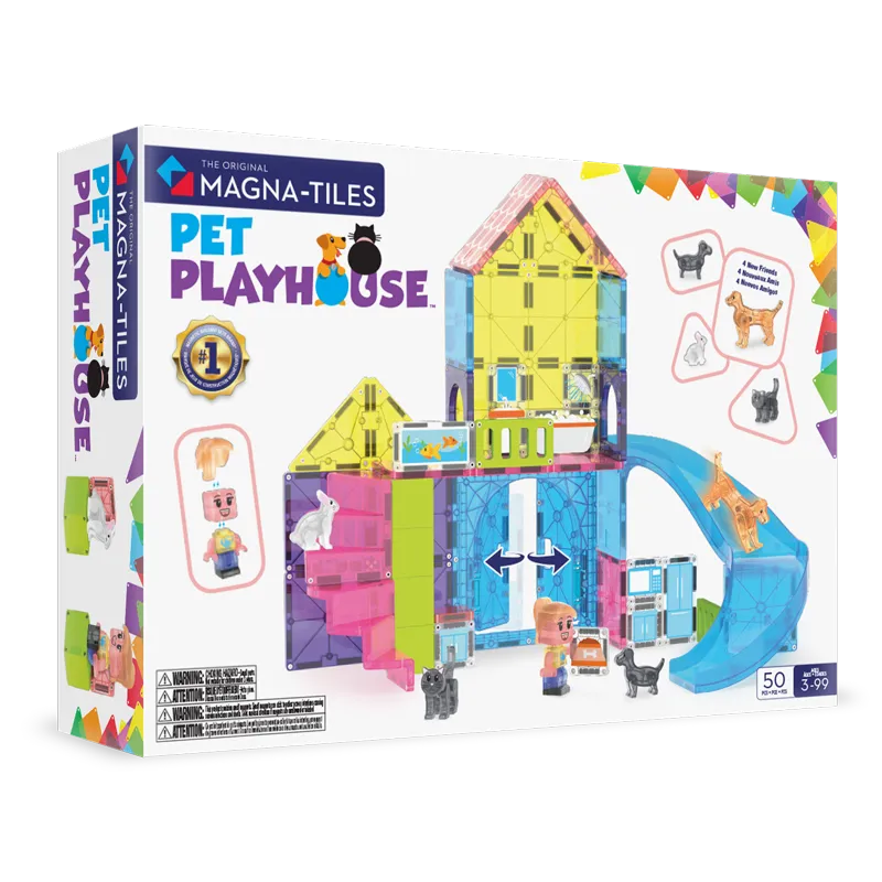 MAGNA-TILES Pet Playhouse 50 Τεμάχια – Μαγνητικά Πλακίδια STEM με Κατοικίδια