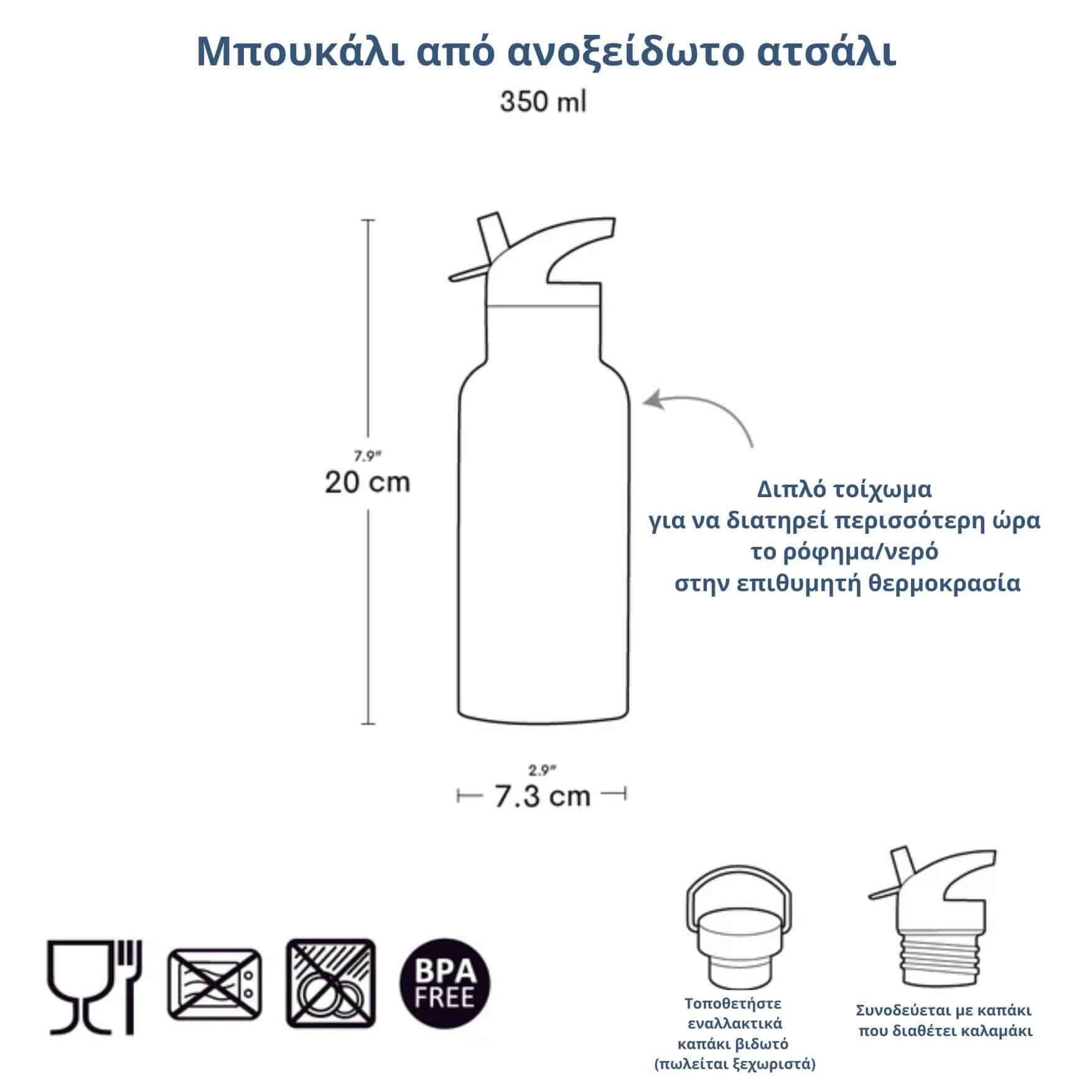 A Little Lovely Company: Μπουκάλι με διπλό τοίχωμα από ανοξείδωτο ατσάλι 350ml - Pirates