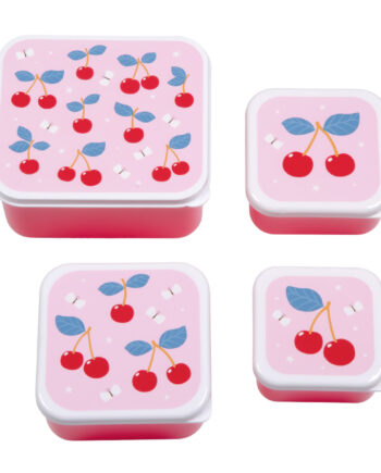A little lovely company: Σετ 4 δοχεία φαγητού Lunch & Snack Box -Cherries