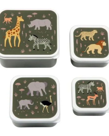 A little lovely company Σετ 4 δοχεία φαγητού Lunch & Snack Box Savanna