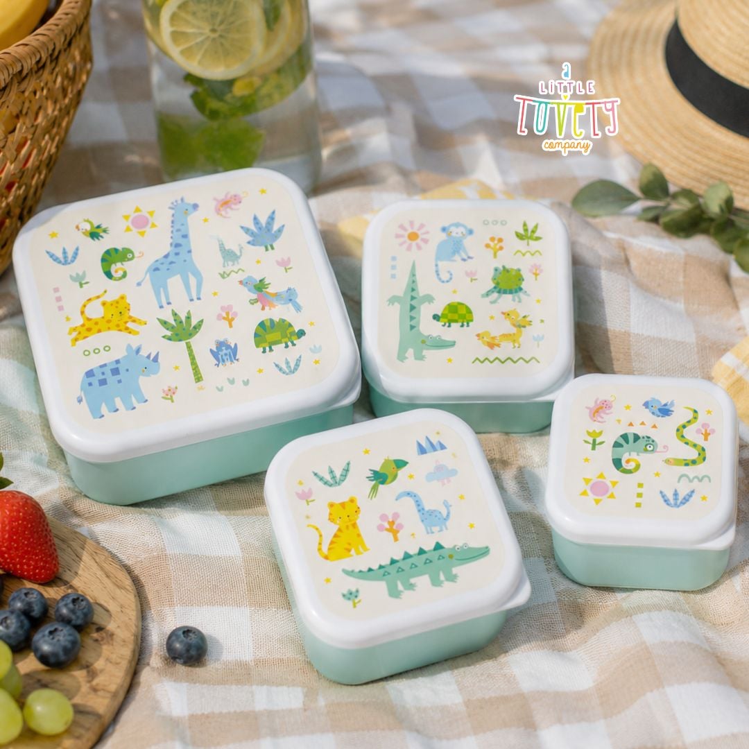 A little lovely company: Σετ 4 δοχεία φαγητού Lunch & Snack Box -Jungle