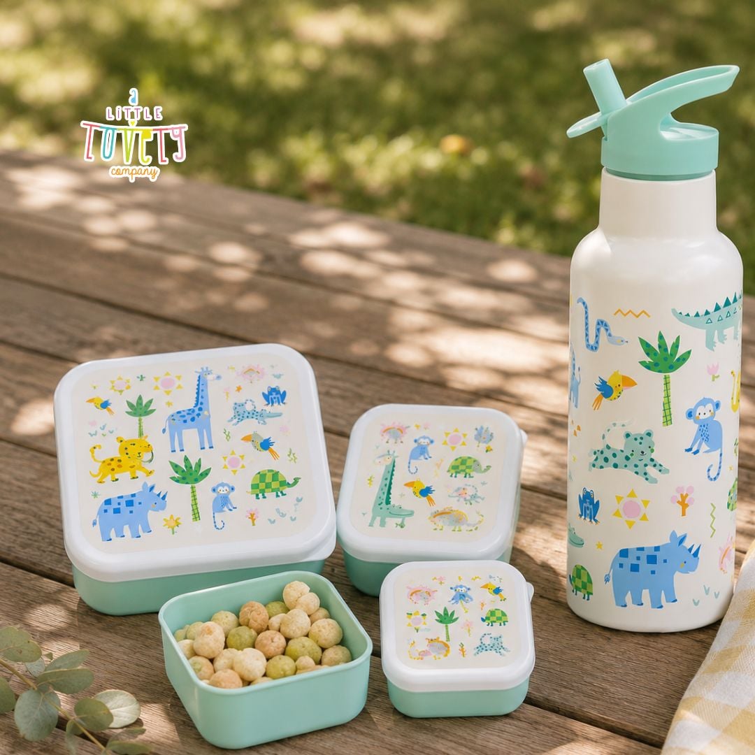 A little lovely company: Σετ 4 δοχεία φαγητού Lunch & Snack Box -Jungle