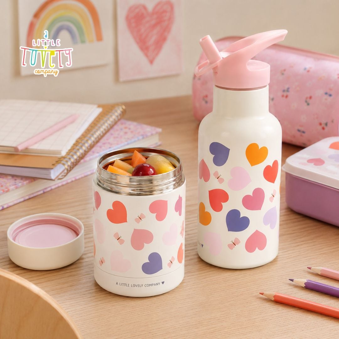 A little lovely company: Θερμός φαγητού από ανοξείδωτο ατσάλι 300ml-Hearts