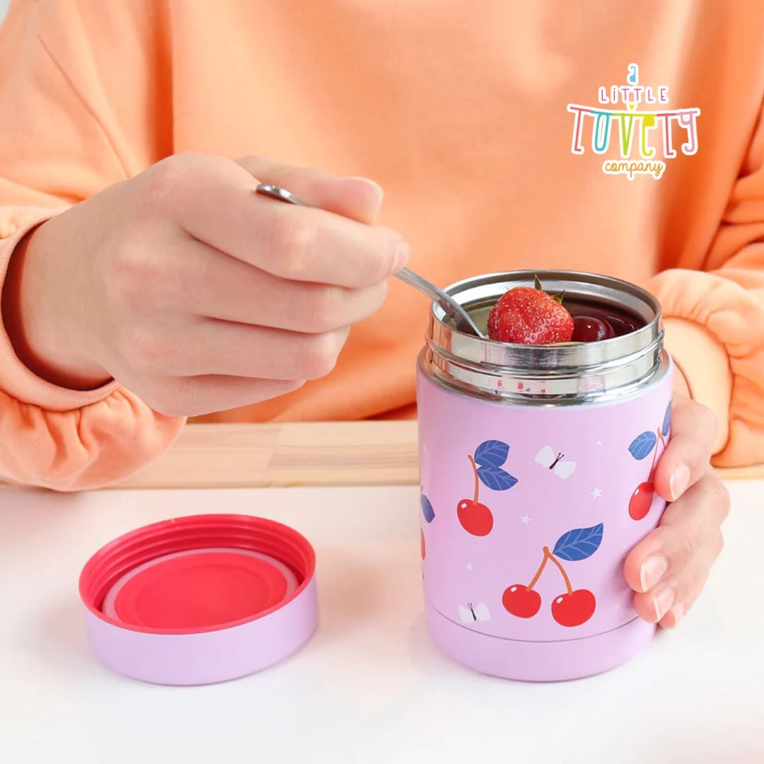 A little lovely company: Θερμός φαγητού από ανοξείδωτο ατσάλι 300ml-Cherries