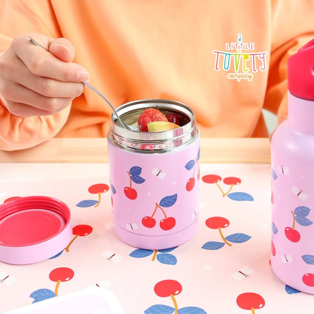 A little lovely company: Θερμός φαγητού από ανοξείδωτο ατσάλι 300ml-Cherries
