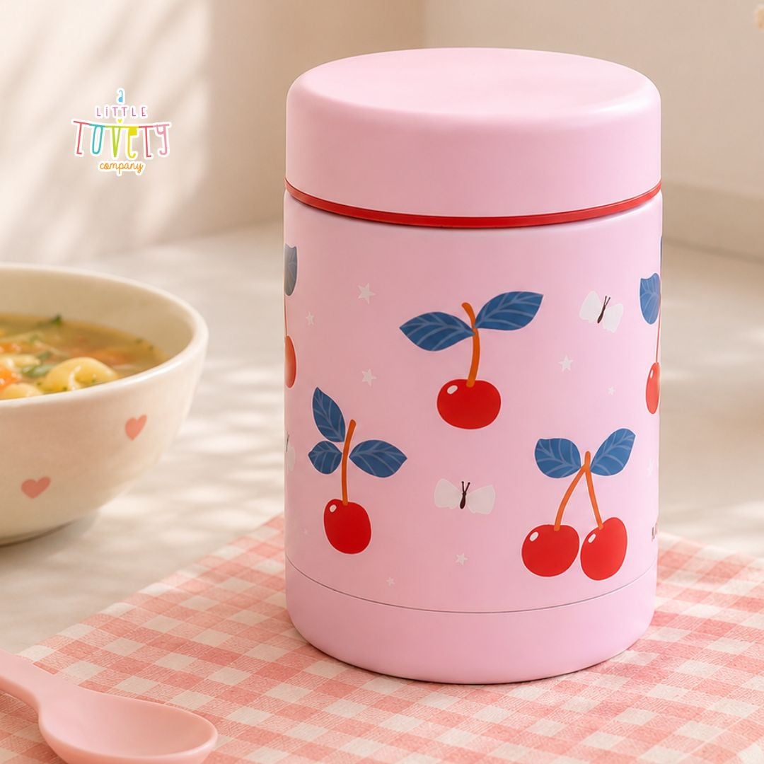 A little lovely company: Θερμός φαγητού από ανοξείδωτο ατσάλι 300ml-Cherries