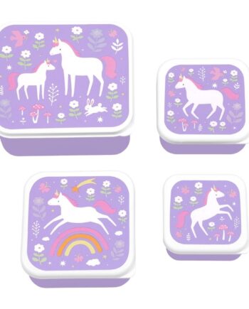 A little lovely company: Σετ 4 δοχεία φαγητού Lunch & Snack Box - Unicorn Dreams